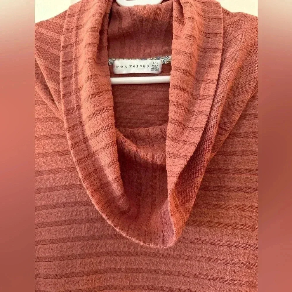 Retrology mauve long sleeved cowl neck sweater
